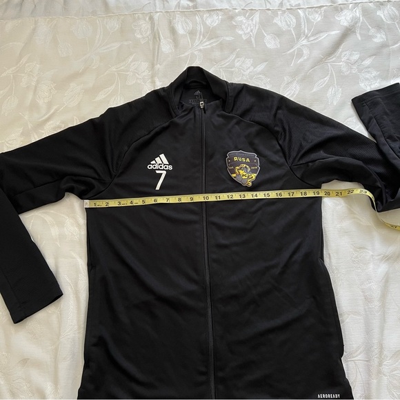 Adidas RUSA Mens Aeroready Black Performance Jacket Medium Outdoor Casual Zip Up - Picture 13 of 14